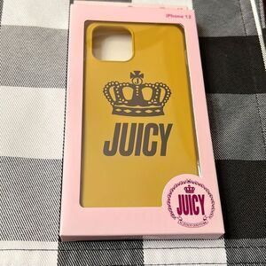 Juicy Couture iPhone 12 Silicone Case Crown Mineral Yellow Black Comfy Feel